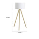 Kera Floor Lamp White Drum Shade Modern Brass Gold Tripod Base 64’’ BM324497