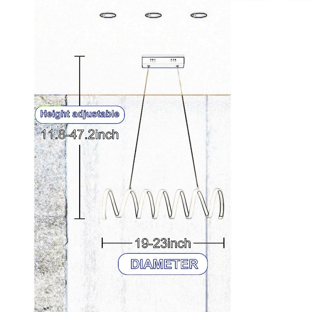 Modern Ceiling Pendant Light Suspended Aluminum Spiral Loop 23’’ BM324498