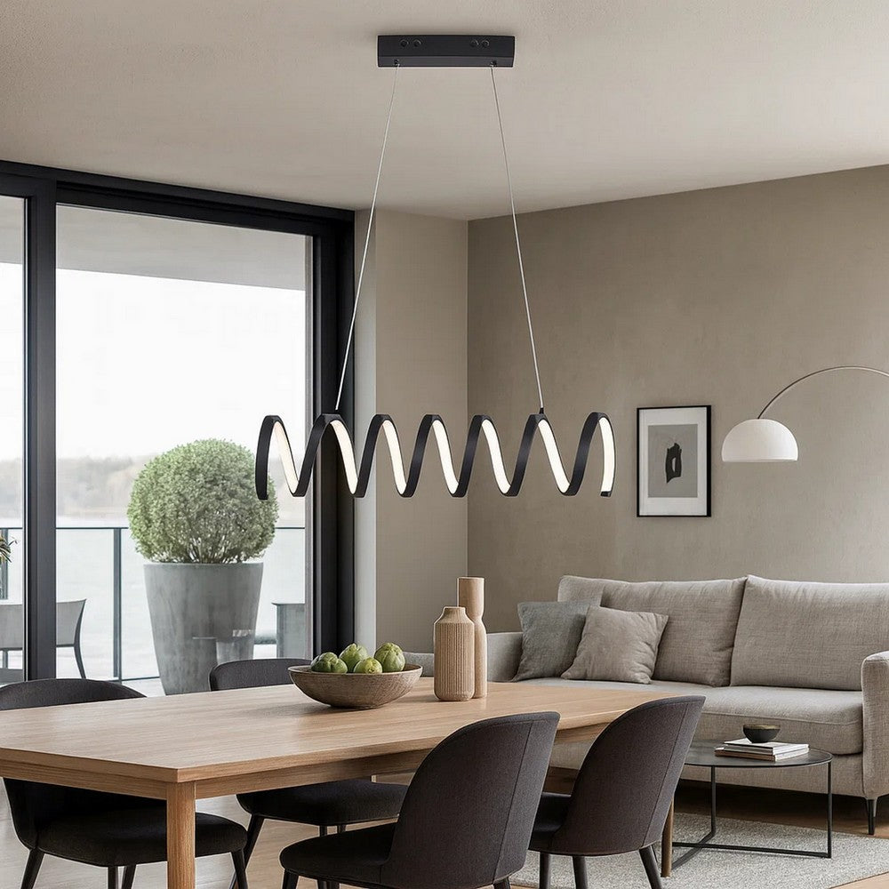 Modern Ceiling Pendant Light, Suspended Aluminum Spiral Loop, 23"