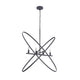 Modern Chandelier, 4 LED Light, Black Cross Bands, Brass Metal 38"