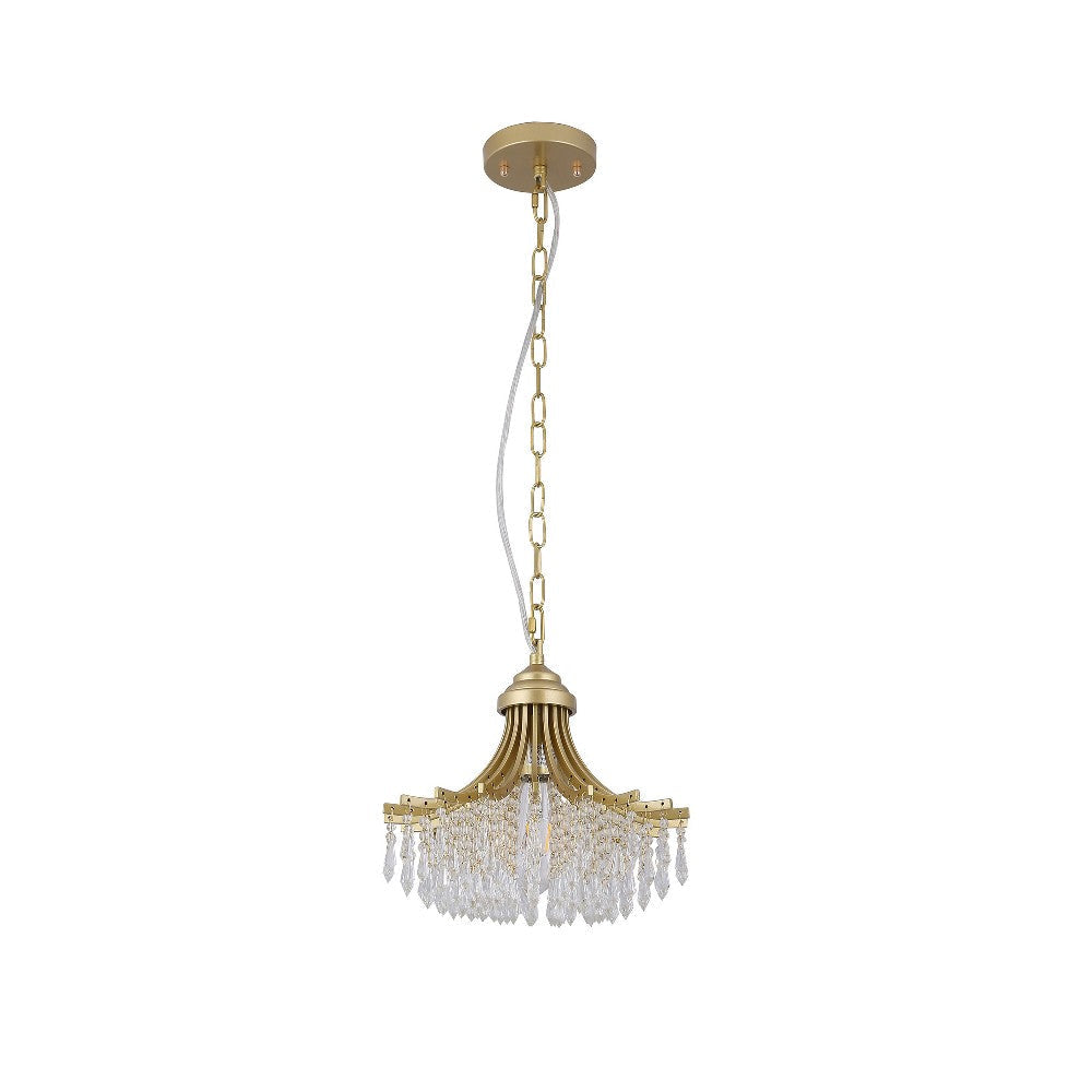 Accent Chandelier, Classic Crystal Inspired Cascade Gold Metal 12"