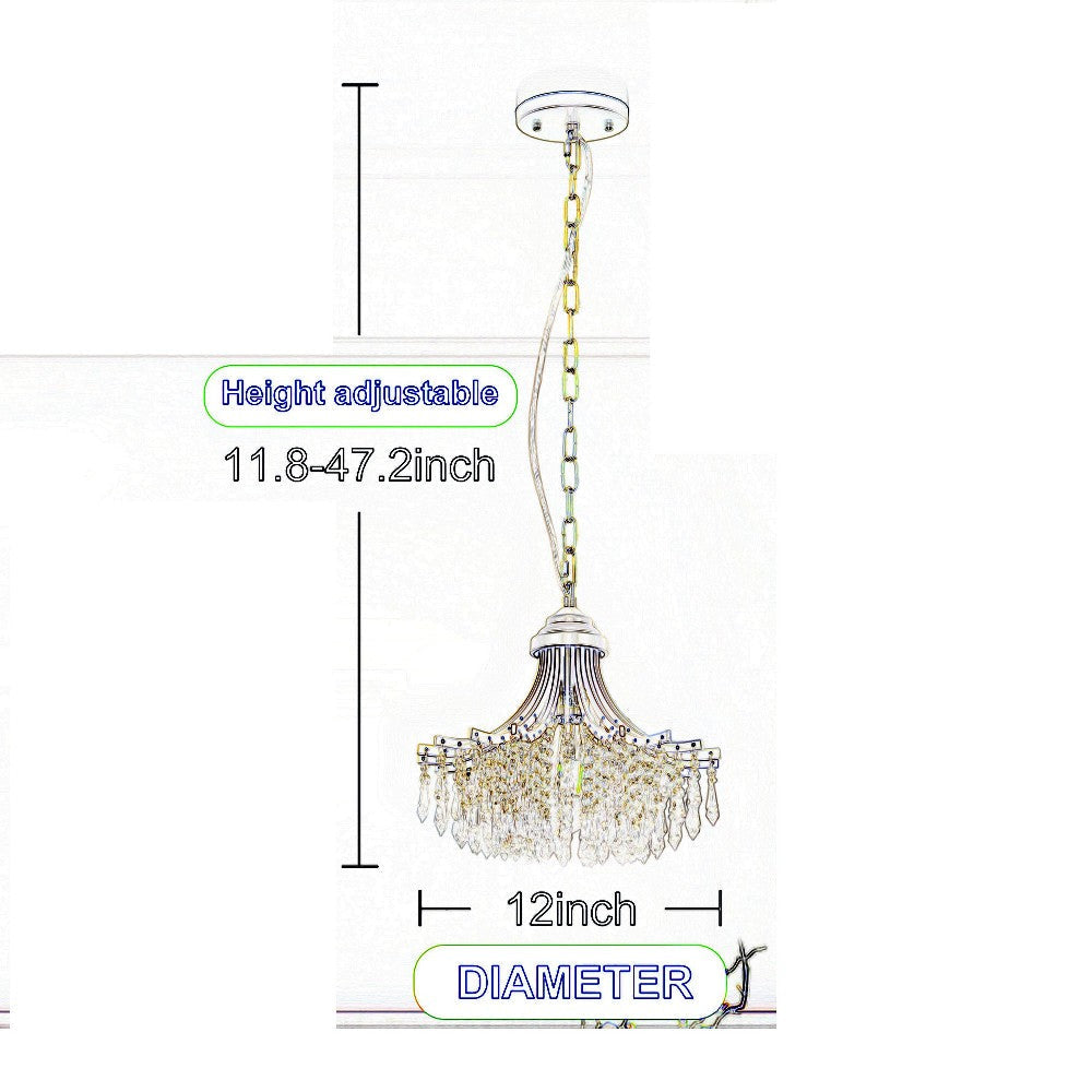Accent Chandelier Classic Crystal Inspired Cascade Gold Metal 12’’ BM324500