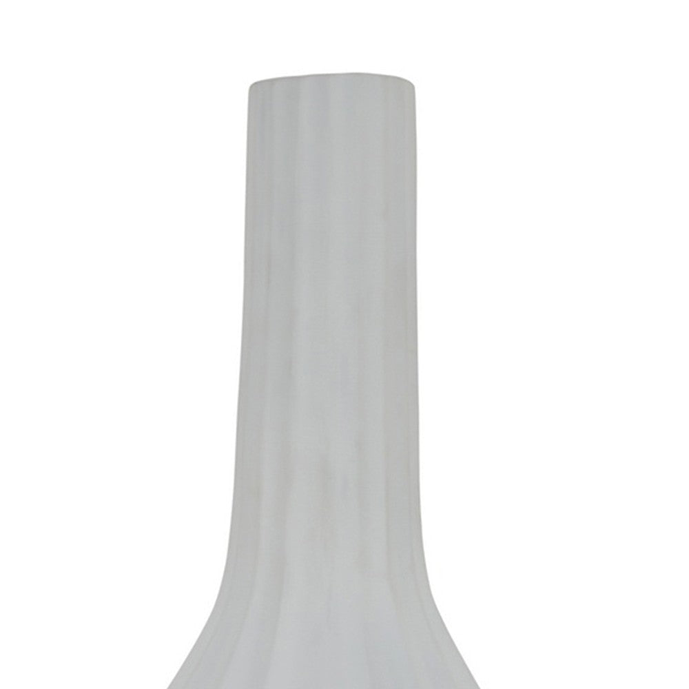 Rizie Vase with Ribbed Texture 41’’ Contemporary Style White Polyresin