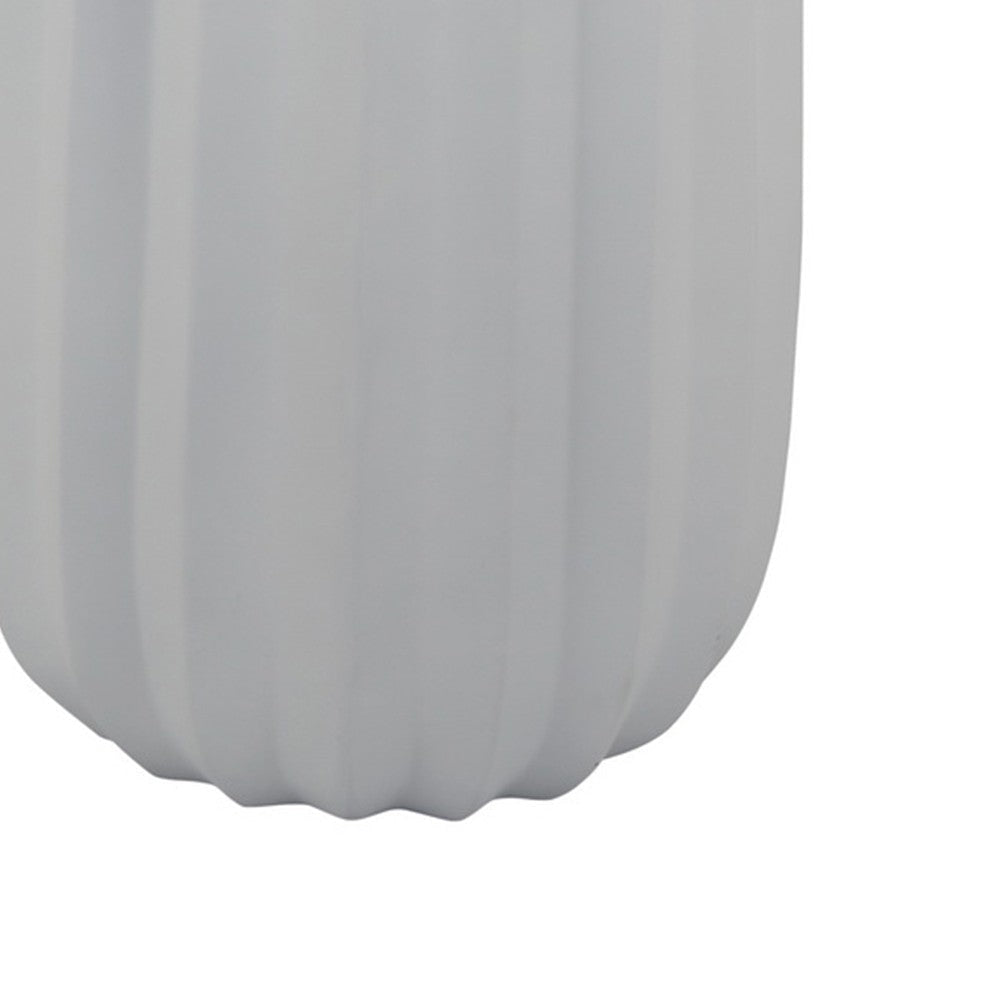 Rizie Vase with Ribbed Texture 41’’ Contemporary Style White Polyresin