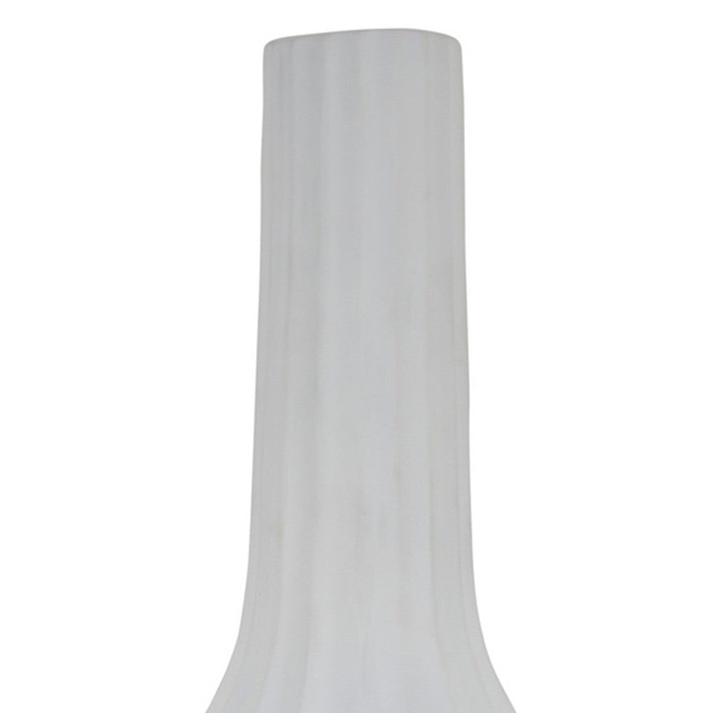 Rizie Vase with Ribbed Texture 45’’ Contemporary Style White Polyresin