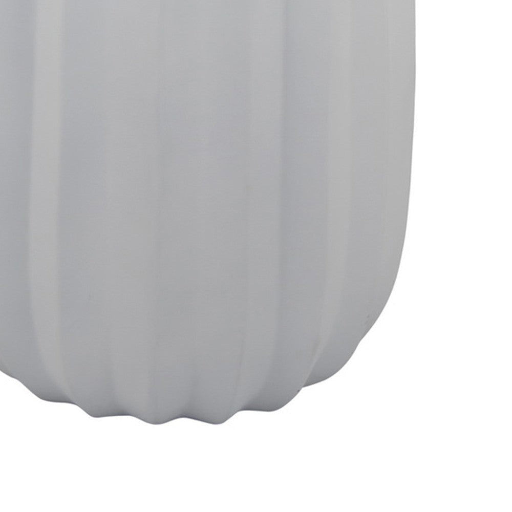 Rizie Vase with Ribbed Texture 45’’ Contemporary Style White Polyresin