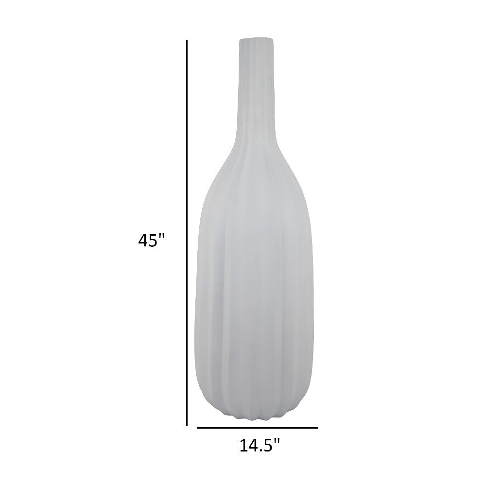 Rizie Vase with Ribbed Texture 45’’ Contemporary Style White Polyresin