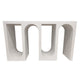 Rectangular Console Table with Accented Wavelike Base, 54" White Wood