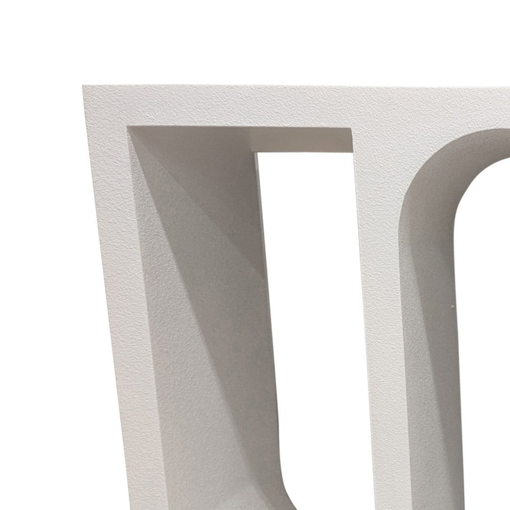 Rectangular Console Table with Accented Wavelike Base 54’’ White Wood BM324514