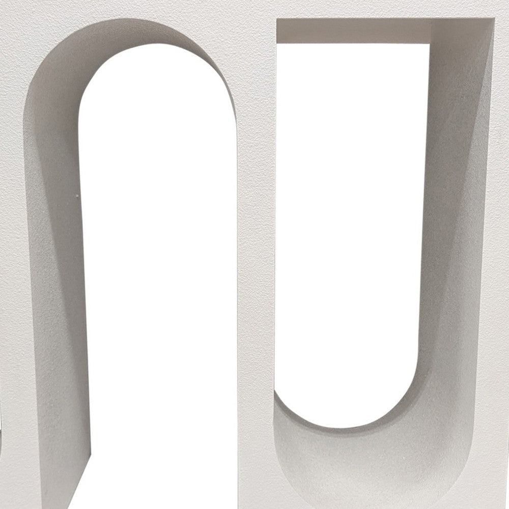 Rectangular Console Table with Accented Wavelike Base 54’’ White Wood BM324514