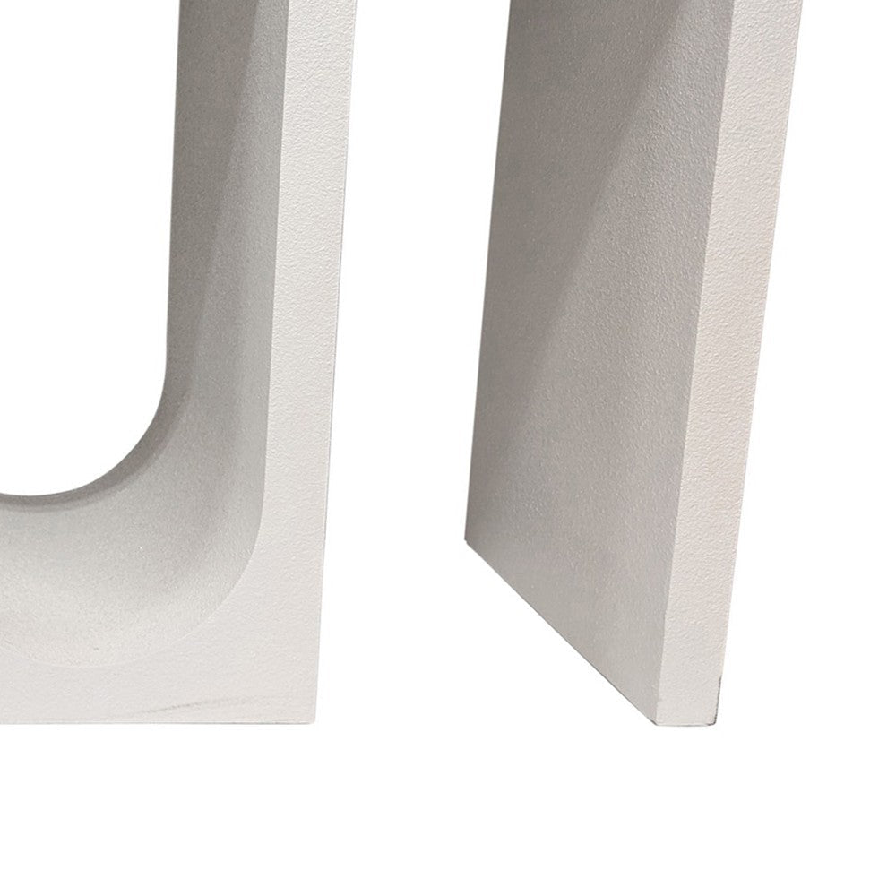 Rectangular Console Table with Accented Wavelike Base 54’’ White Wood BM324514