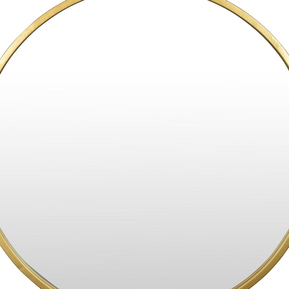 Zine Wall Mirror Decor Round Glass Woven Border 19 x 27 Gold Metal