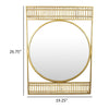 Zine Wall Mirror Decor Round Glass Woven Border 19 x 27 Gold Metal