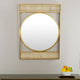 Zine Wall Mirror Decor, Round Glass, Woven Border, 19 x 27 Gold Metal