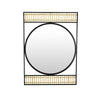 Zine Mirror Wall Decor, Round Glass, Woven Border, 19 x 27 Black Metal