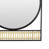 Zine Mirror Wall Decor Round Glass Woven Border 19 x 27 Black Metal
