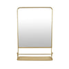 Rectangular Wall Mirror Decoration with Shelf, 17 x 24, Gold Metal