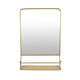 Rectangular Wall Mirror Decoration with Shelf, 17 x 24, Gold Metal