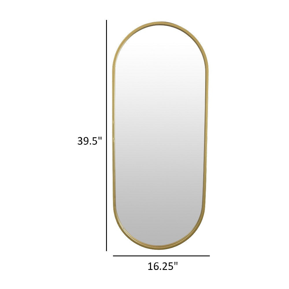 Fenny Wall Mounted Mirror Decor Oval Shape 16 x 40 Gold Metal