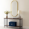 Fenny Wall Mounted Mirror Decor, Oval Shape, 16 x 40, Gold Metal