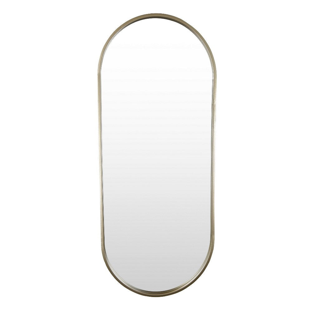 Fenny Wall Mounted Mirror Decor, Oval Shape, 16 x 40, Champagne Metal