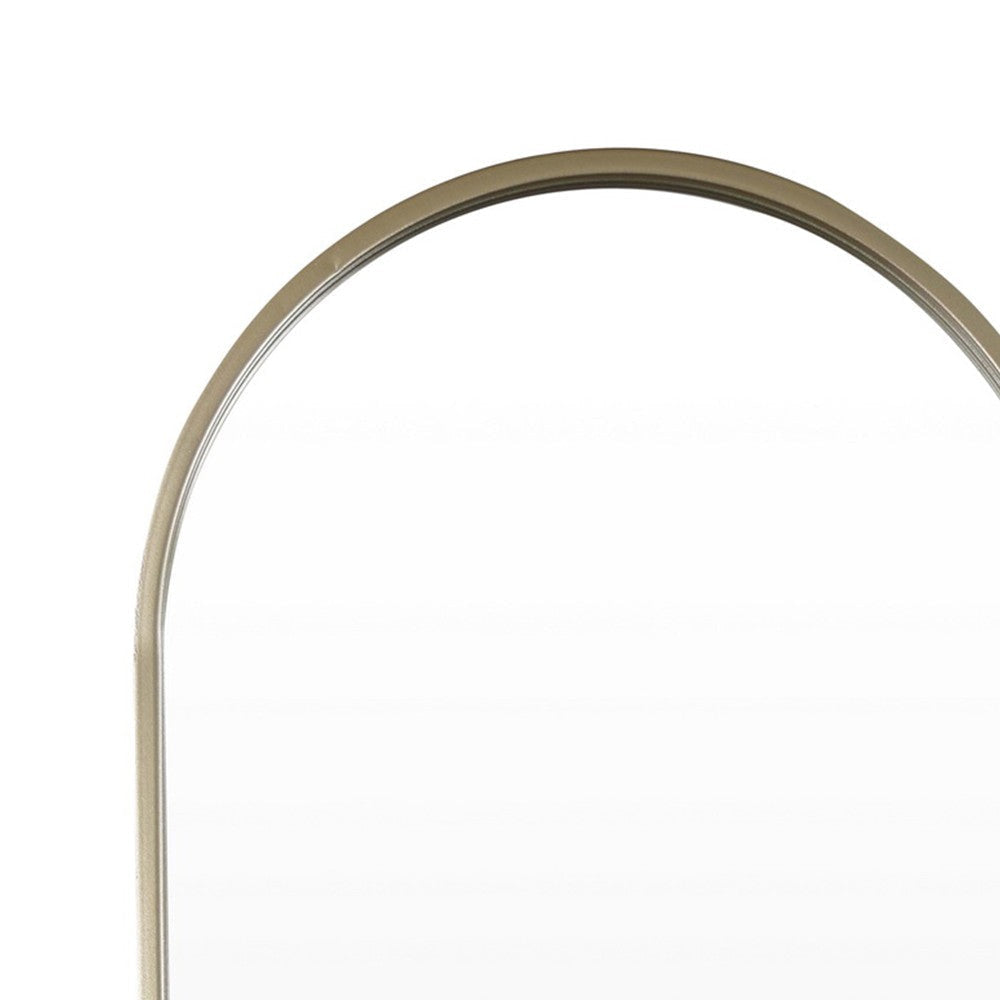 Fenny Wall Mounted Mirror Decor Oval Shape 16 x 40 Champagne Metal