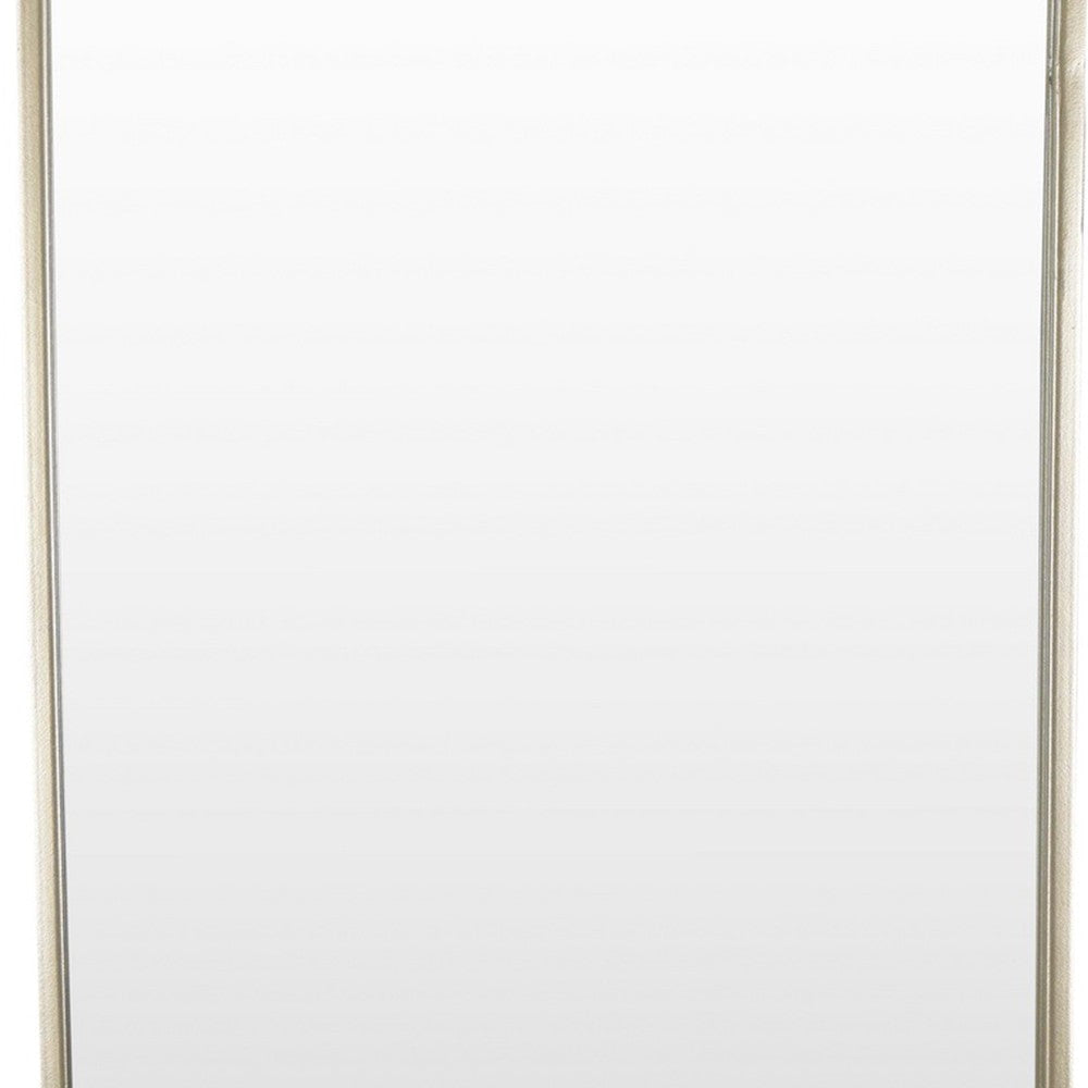 Fenny Wall Mounted Mirror Decor Oval Shape 16 x 40 Champagne Metal