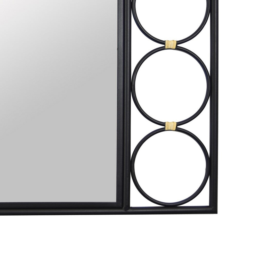 Reeve Wall Mounted Mirror with Round Accents 20 x 39 Black Metal