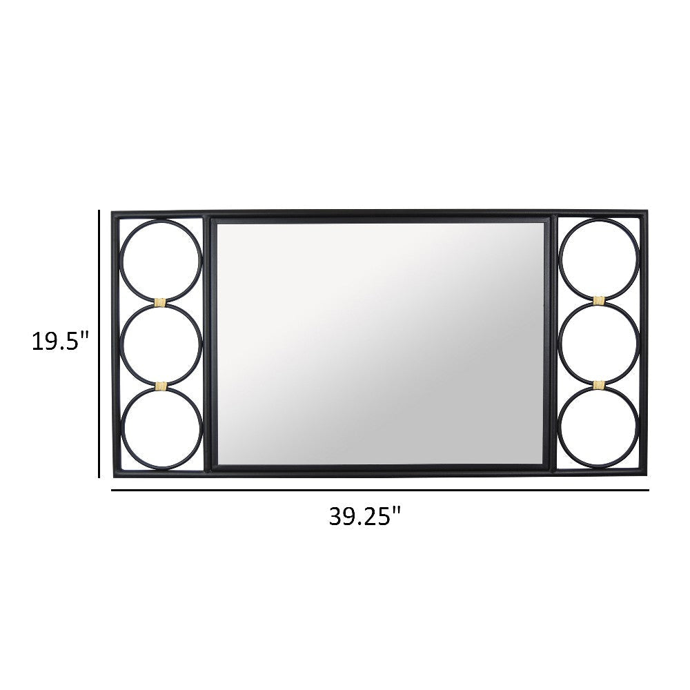 Reeve Wall Mounted Mirror with Round Accents 20 x 39 Black Metal