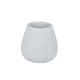 Azra Vase with Ribbed Texture and Wide Mouth Opening, 8" White Resin