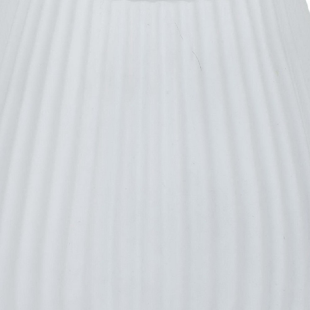 Azra Vase with Ribbed Texture and Wide Mouth Opening 8’’ White Resin BM324532