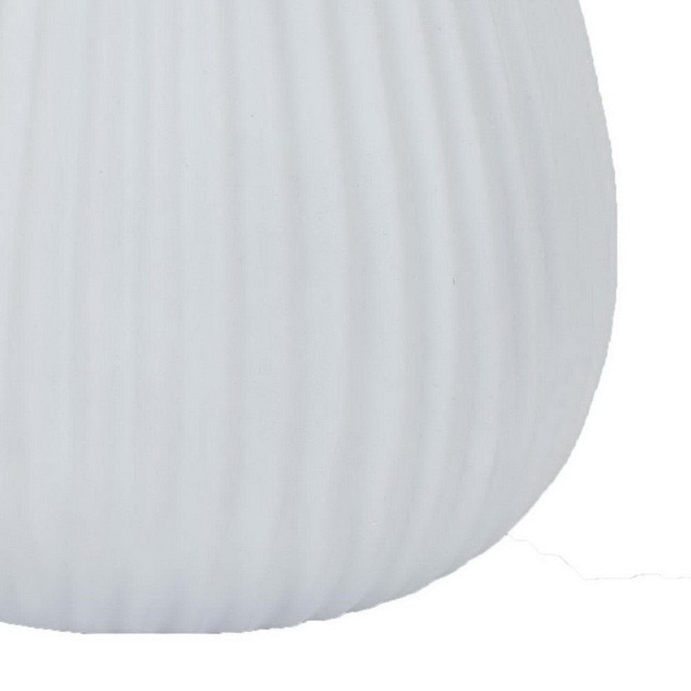 Azra Vase with Ribbed Texture and Wide Mouth Opening 8’’ White Resin BM324532