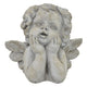 Cherub Bust Planter with Carved Wings and Curls, 10" Gray Resin