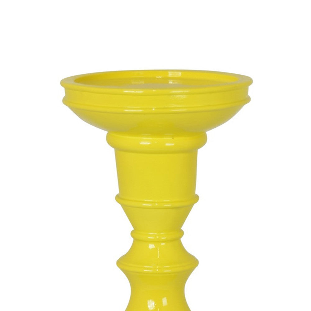 Naze Tabletop Candle Holder with Turned Accents 23’’ Yellow Resin