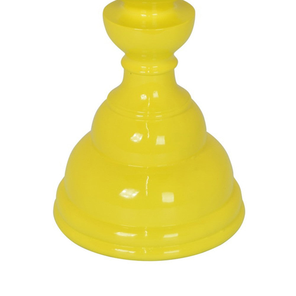 Naze Tabletop Candle Holder with Turned Accents 23’’ Yellow Resin