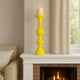 Naze Tabletop Candle Holder with Turned Accents, 23" Yellow Resin