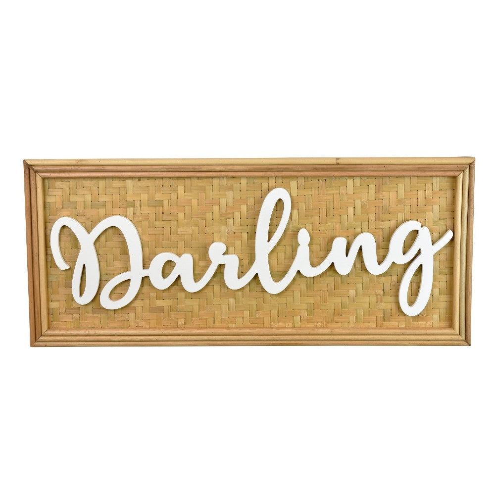 Darling Wall Decor Sign, 28" Brown Wood Background, White Text