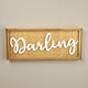 Darling Wall Decor Sign, 28" Brown Wood Background, White Text