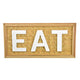 Eat Wall Decor Sign, 24" Brown Wood Background, White Woven Text