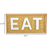Eat Wall Decor Sign 24’’ Brown Wood Background White Woven Text BM324548