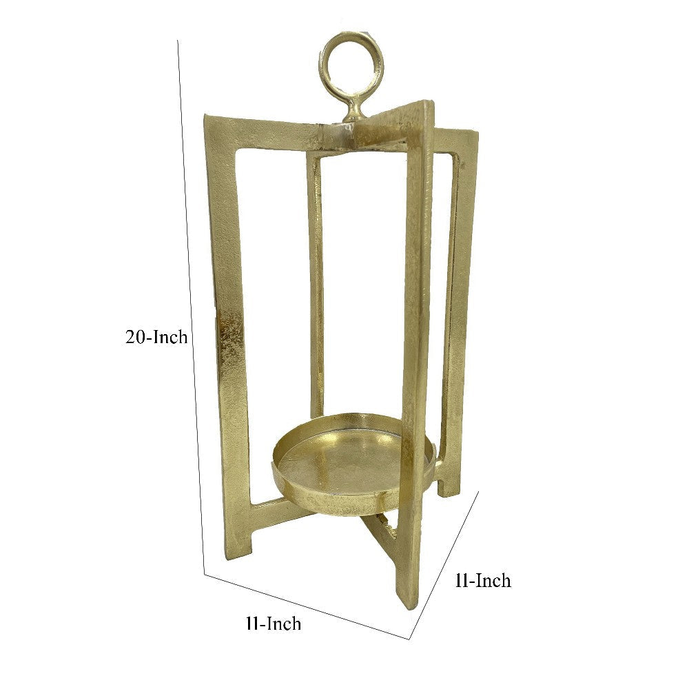 Siana Lantern Candle Holder 20’’ Classic Gold Finished Metal Frame