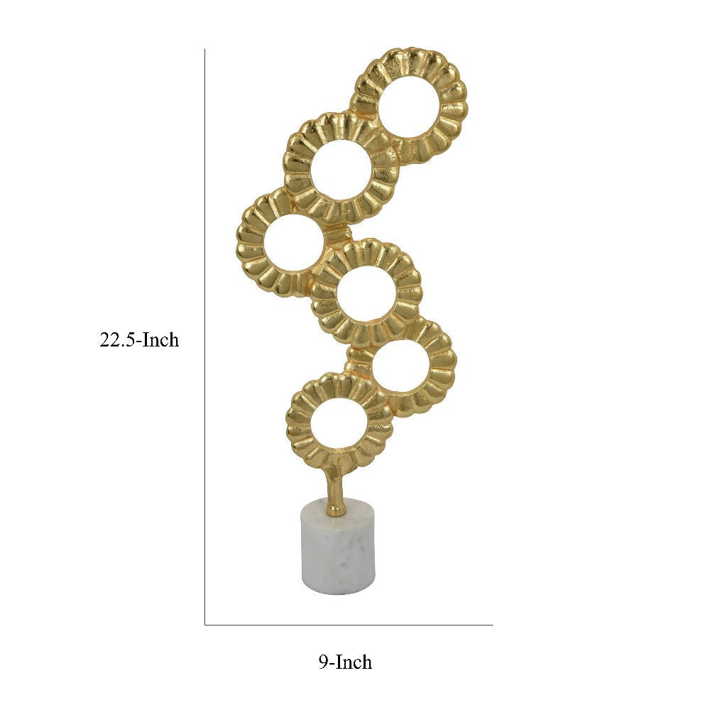 Sherry Tabletop Decor 23’’ Golden Metal Round Patterns White Base BM324569