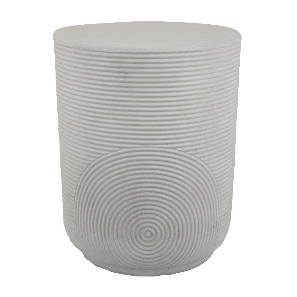 Plant Stand Table, Carved Detail Patterns, White Resin, Round 18"
