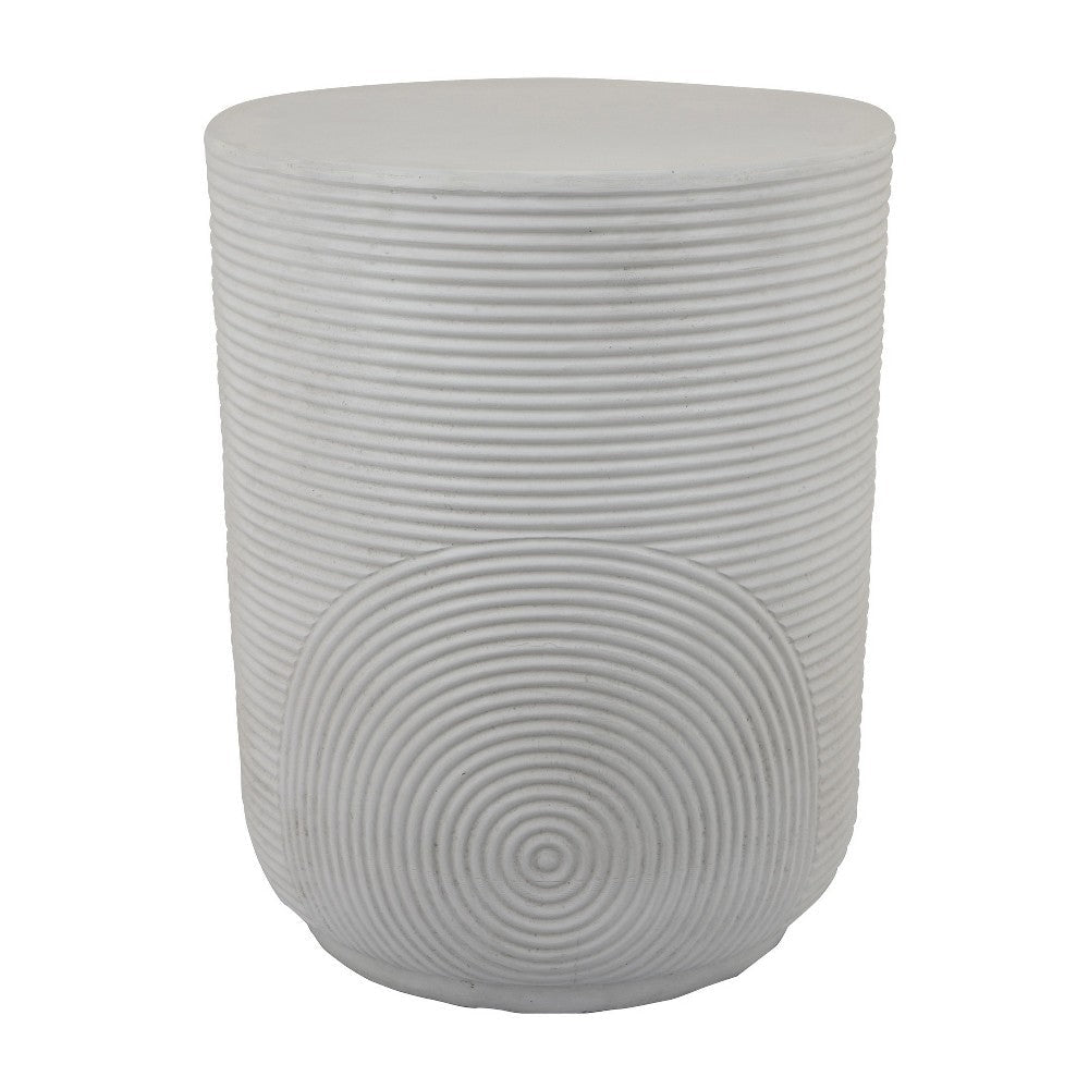 Plant Stand Table Carved Detail Patterns White Resin Round 18’’ BM324580