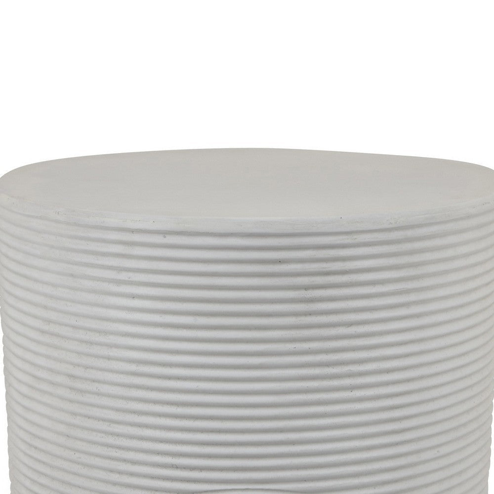 Plant Stand Table Carved Detail Patterns White Resin Round 18’’ BM324580