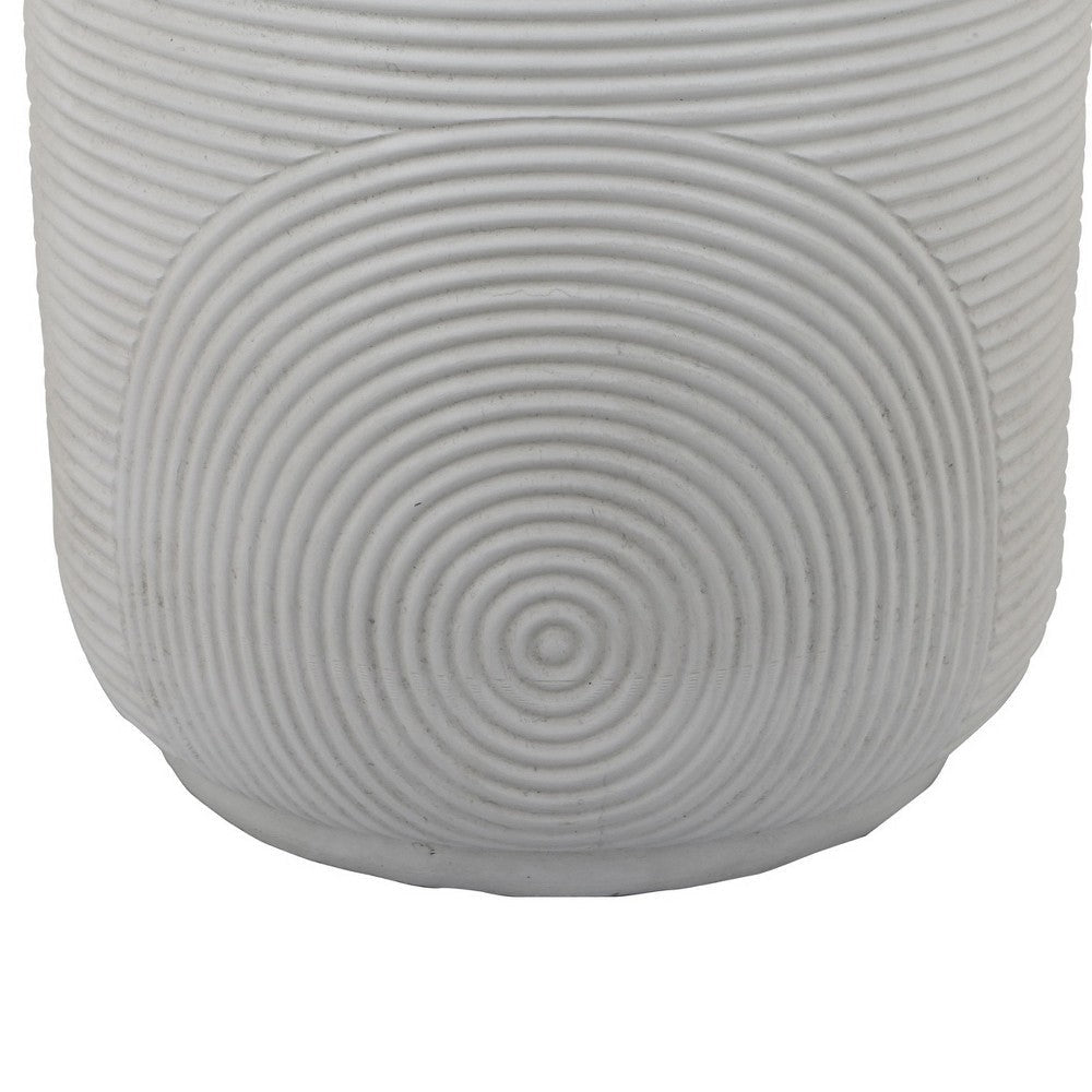 Plant Stand Table Carved Detail Patterns White Resin Round 18’’ BM324580