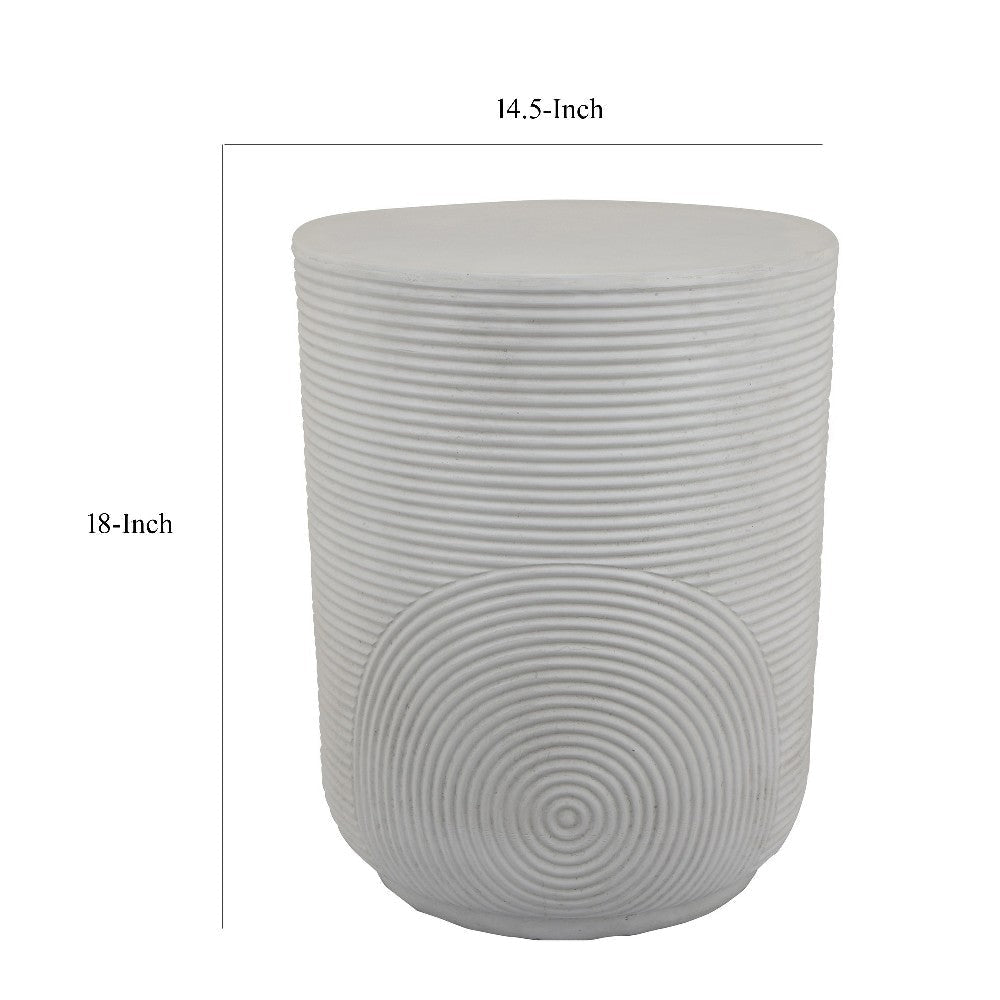 Plant Stand Table Carved Detail Patterns White Resin Round 18’’ BM324580