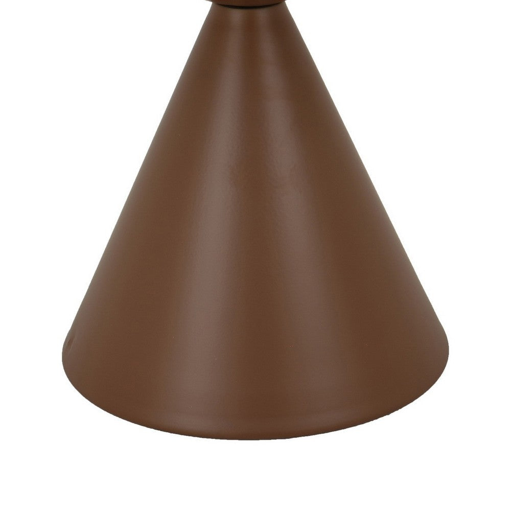 Jammy Plant Stand Table with Round 24’’ Top Brown Metal Cone Base