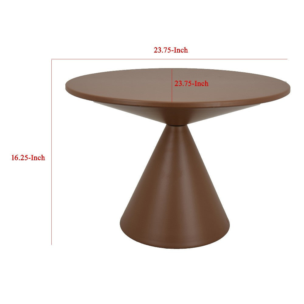 Jammy Plant Stand Table with Round 24’’ Top Brown Metal Cone Base