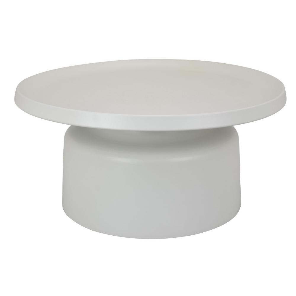 Ricca Plant Stand Table, White Metal, Round 29" Top, Pedestal Base